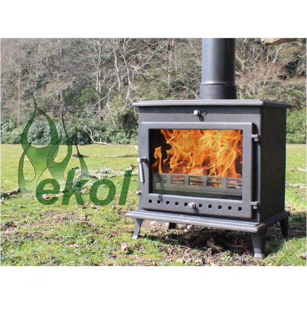 Ekol Crystal 12 woodburning stove 12kw outdoors