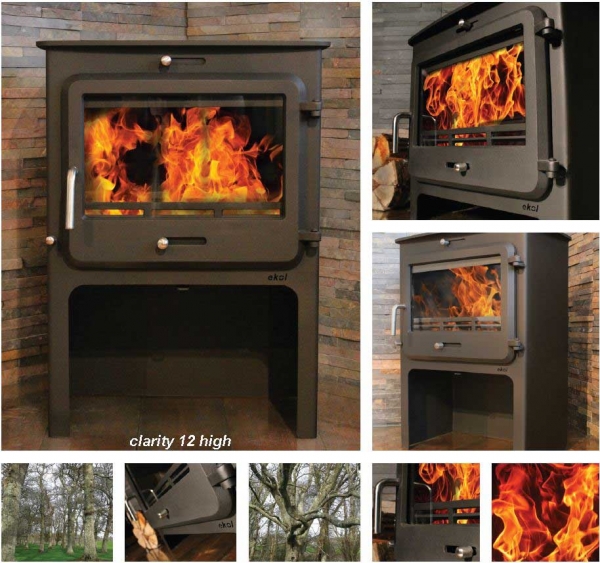 Ekol Clarity 12 woodburning stove high leg