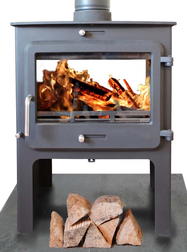 Ekol Clarity double sided woodburning stove high leg model