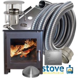 Saltfire ST1 Vision 5kw Wood burning Stove with installation kit