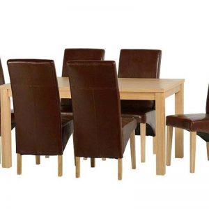 Belgravia Oak Dining Set, Table and 6 Mid Brown Dining Chairs