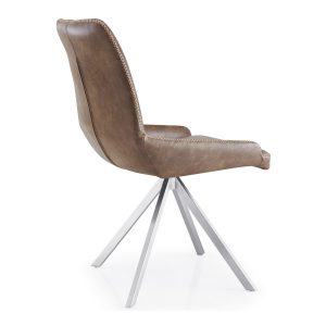 GILA Spider Leg Leather Match Warm Earth Dining Chair back angle