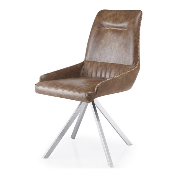 GILA Spider Leg Leather Match Warm Earth Dining Chair