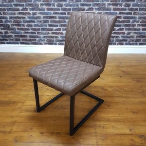 ModaNuvo Vintage Brown Leather Metal Cantilever Industrial Dining Chair3