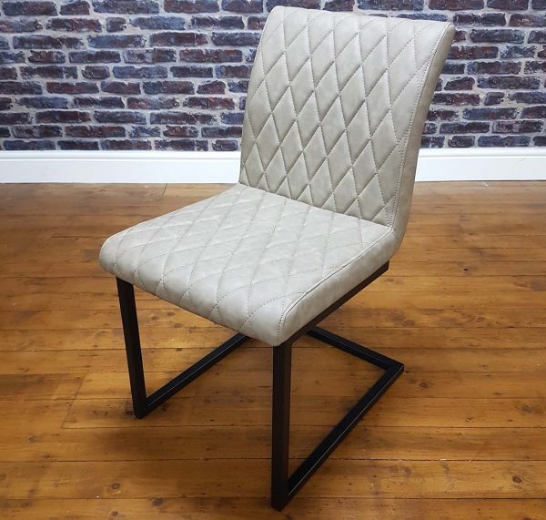 ModaNuvo Vintage Taupe Leather Metal Cantilever Industrial Dining Chair 2
