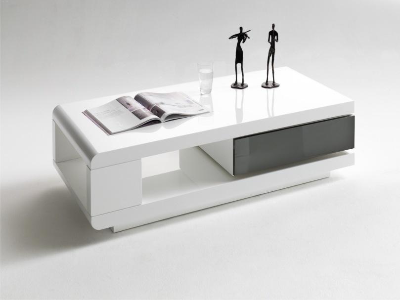 Modanuvo Ida Modern White Grey High, White High Gloss Coffee Table With Storage