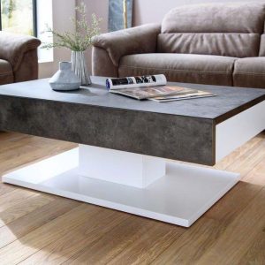 ModaNuvo Modern Full White High Gloss Storage Coffee Table With Rotating Drawer