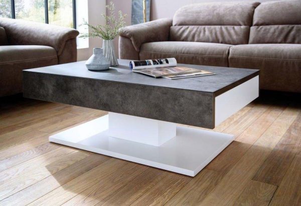 ModaNuvo 'Lania' Modern Coffee Table White & Grey Concrete Stone 3