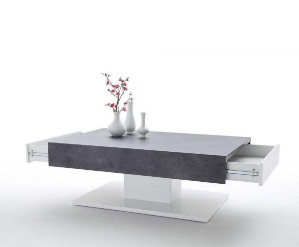 ModaNuvo 'Lania' Modern Coffee Table White & Grey Concrete Stone 2